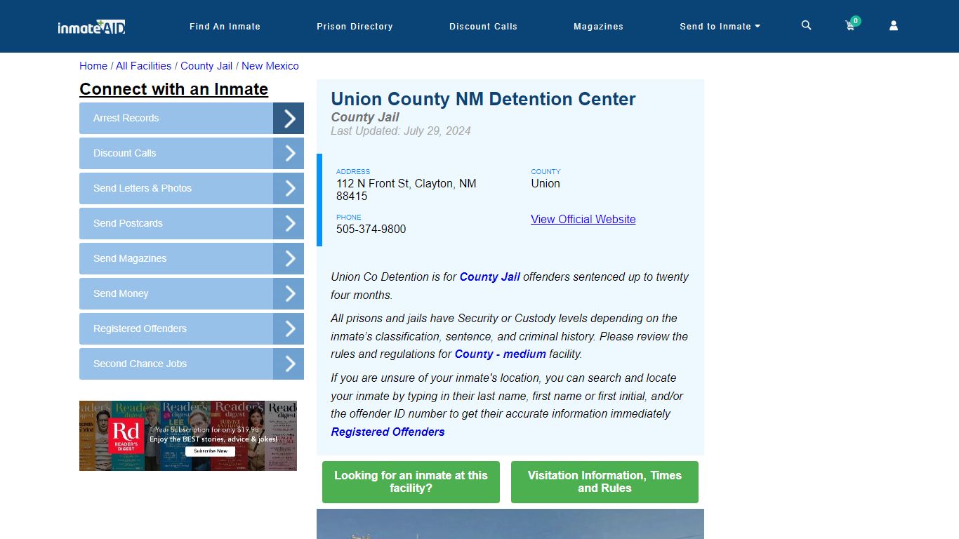 Union County NM Detention Center - Inmate Locator